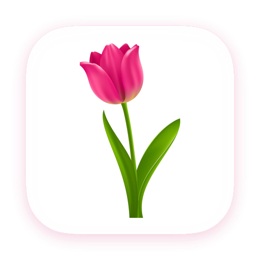 Fleurette Typing icon — a pink tulip
